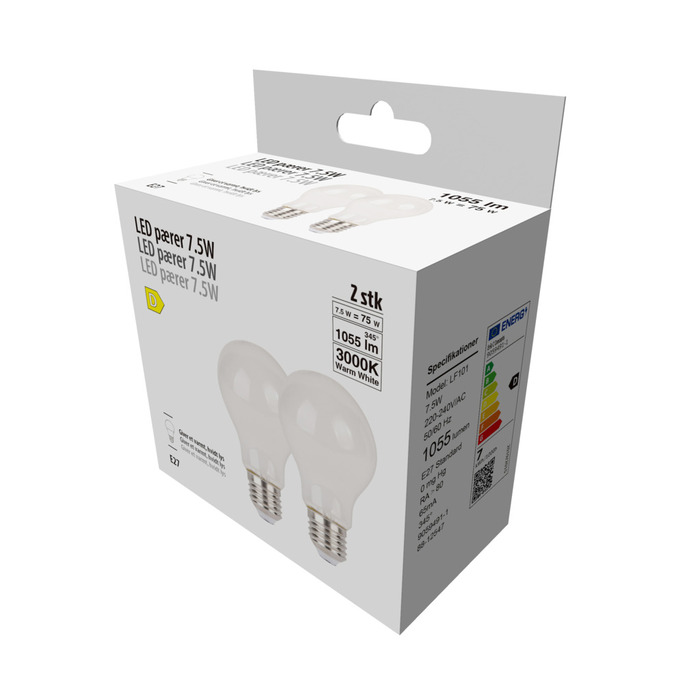 LED-pærer standard 7,5 W E27 - 2-pk.